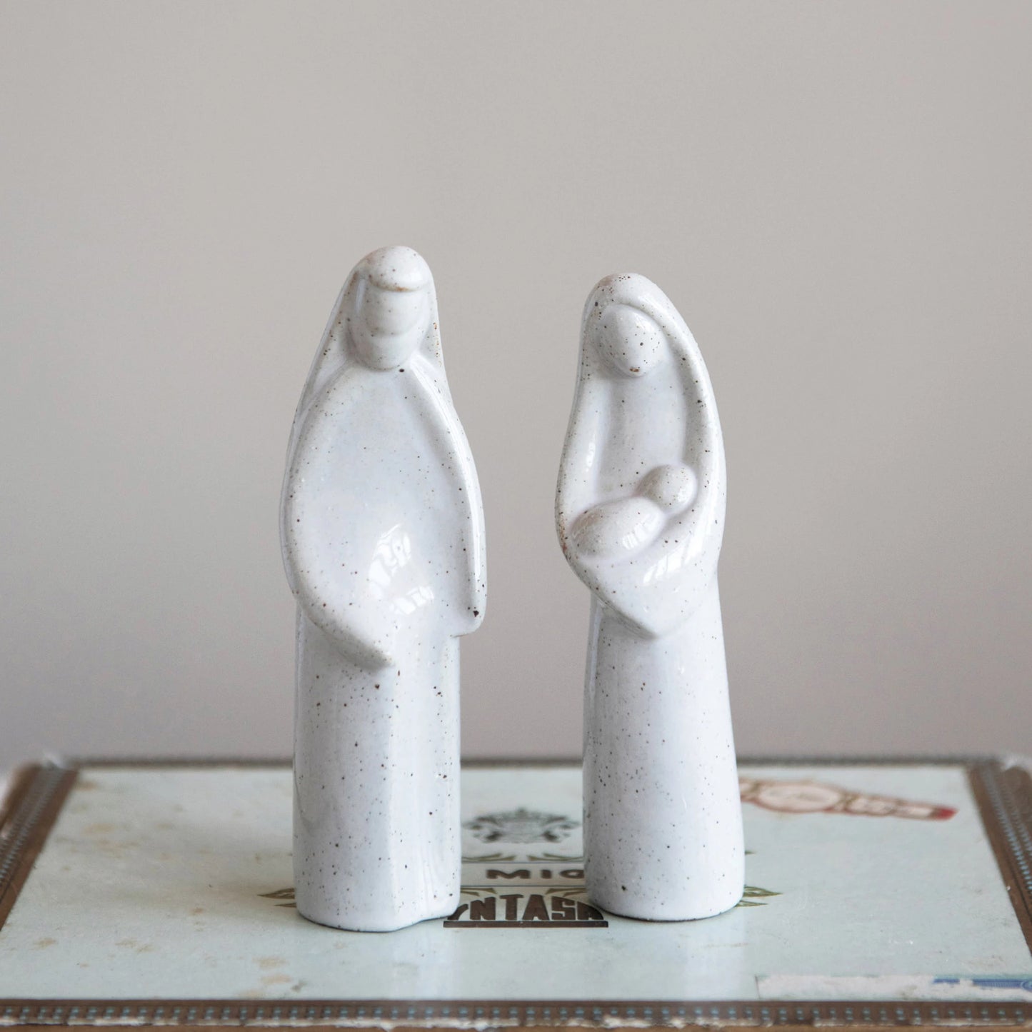 Stoneware Holy Family, Set of 2