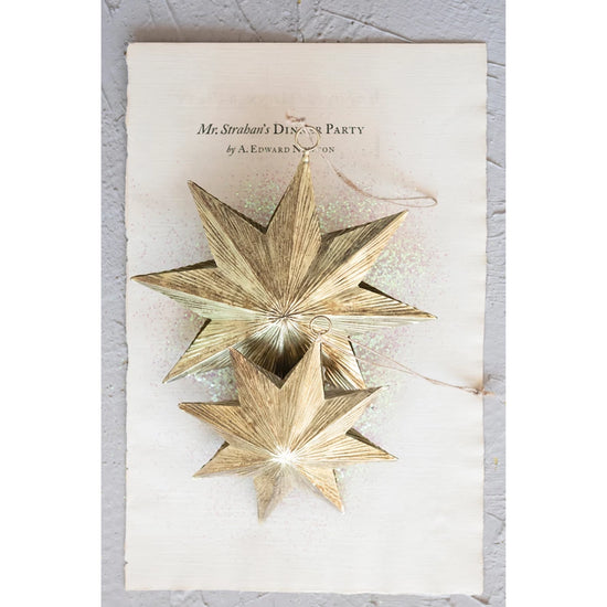 Antique Brass Finish Two-Sided Star Ornament