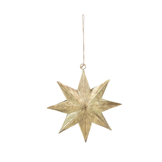 Antique Brass Finish Two-Sided Star Ornament