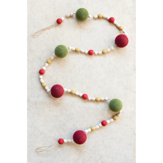 Red and Green Wood Ball Garland