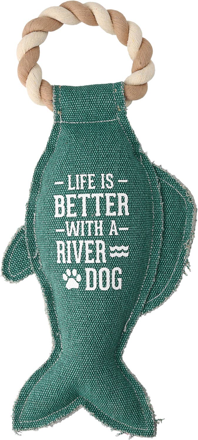 River Dog - 12" Canvas Dog Toy on Rope