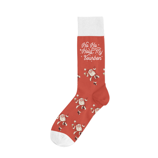 Ho Ho Hold My Bourbon Funny Santa Christmas Socks