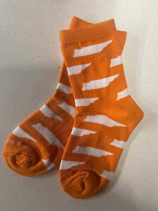 Load image into Gallery viewer, Orange/White Tennessee State Kids Socks
