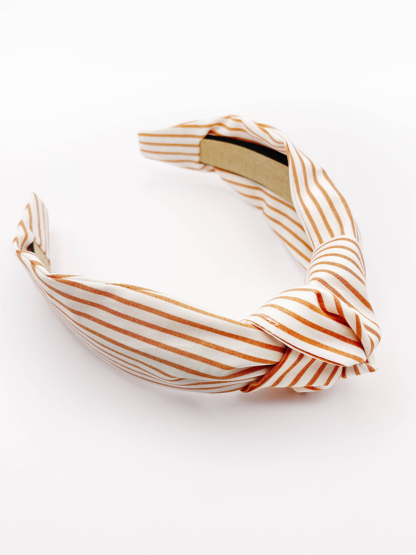 Copper Striped Knotted Headband For Women, Tan Headband