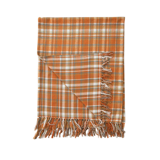 It's Fall Y'all Cotton Flannel Plaid Throw with Fringe
