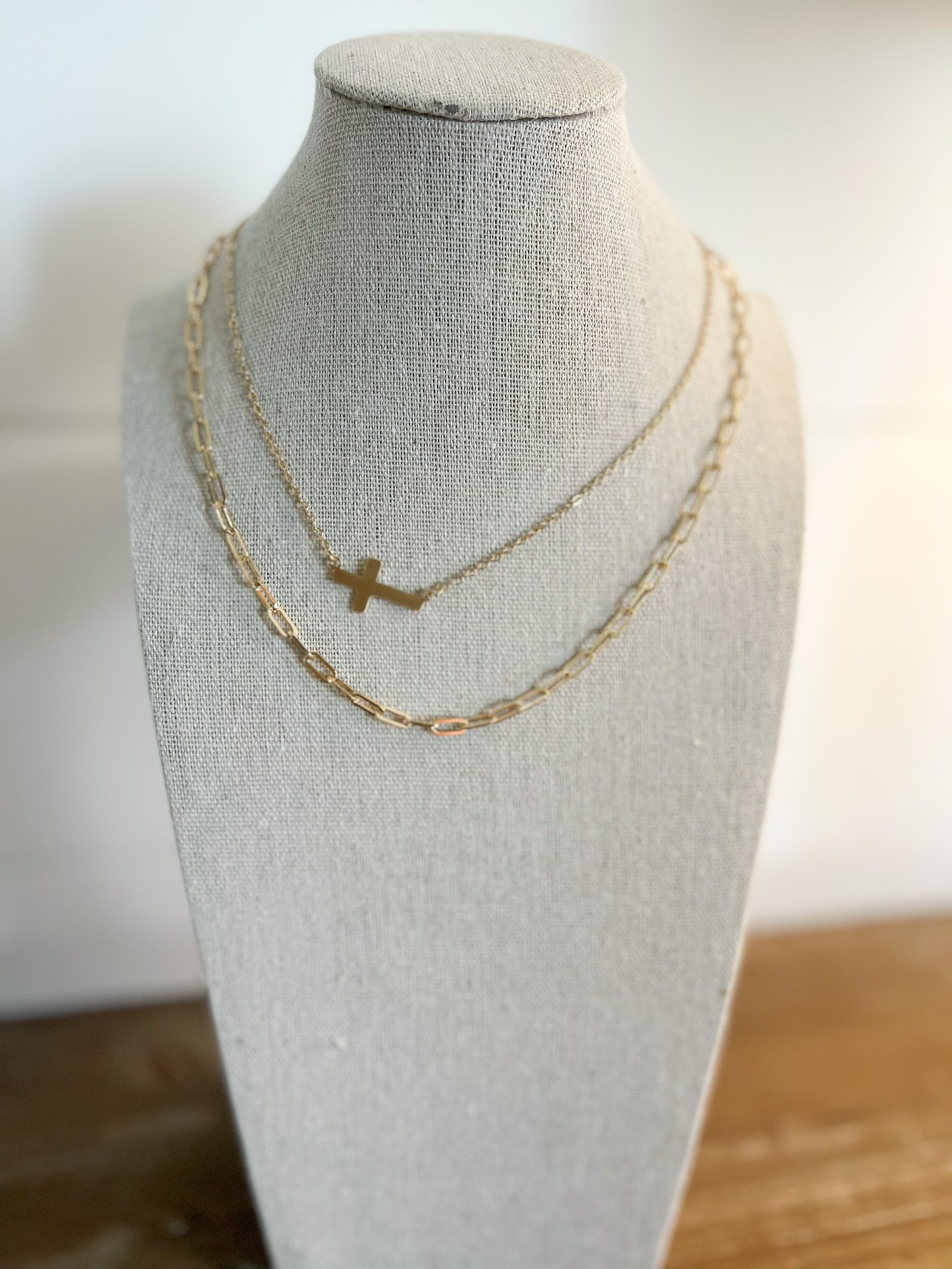 Load image into Gallery viewer, Cross Matte Gold Necklace
