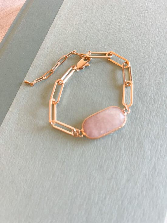 Pink Oval Chain Bracelet